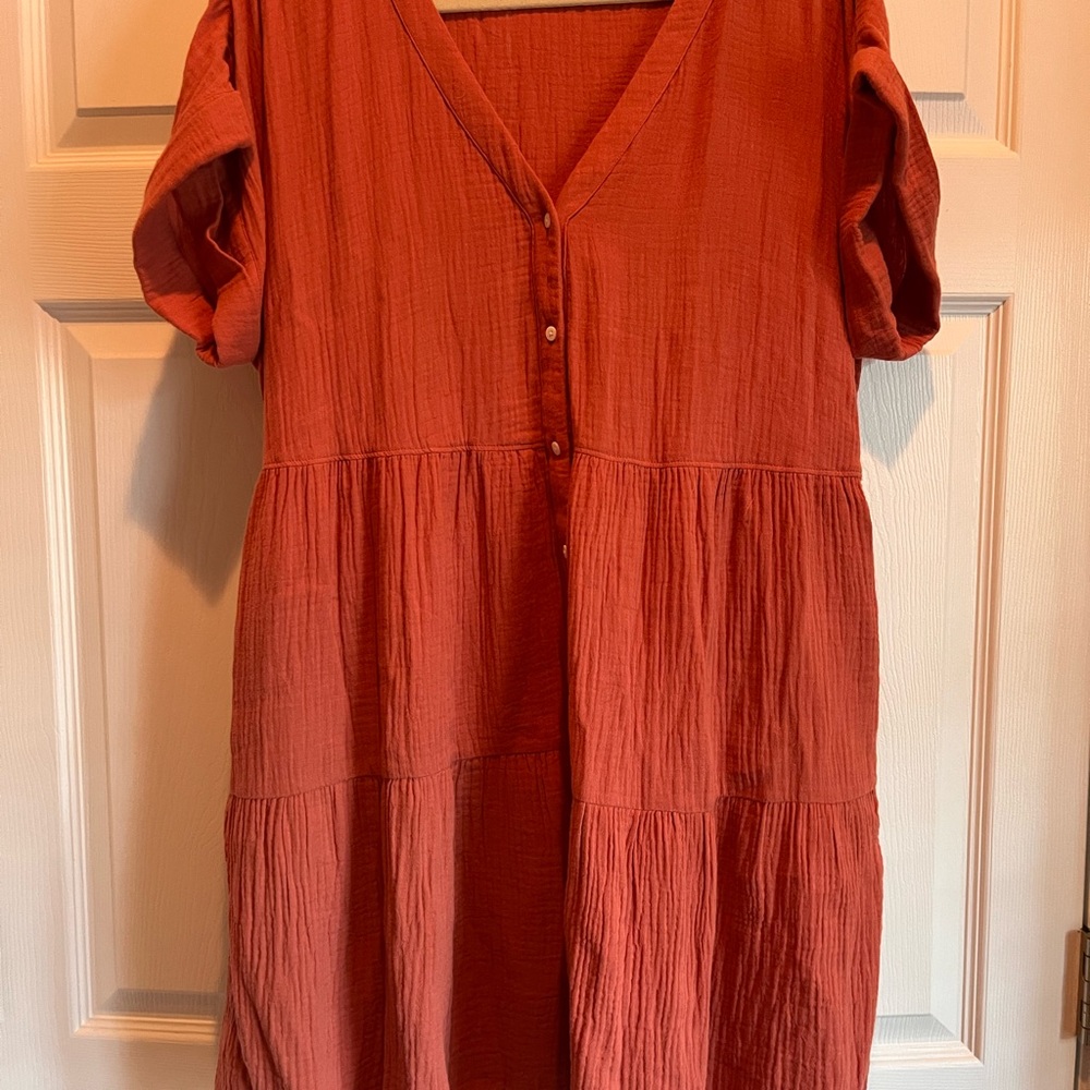 Madewell Rust V-Neck Dress